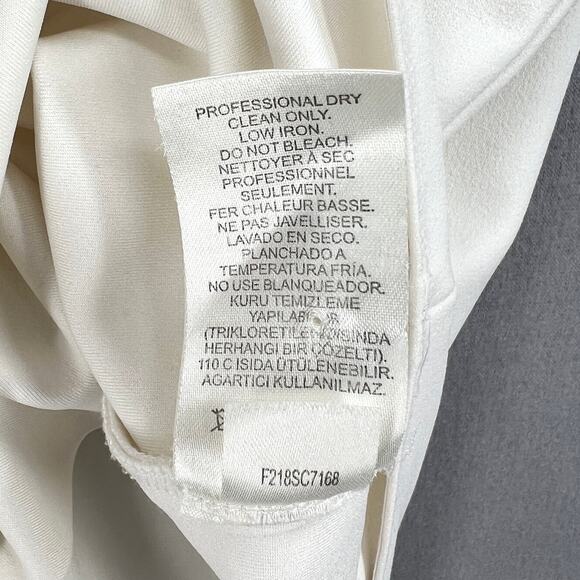 TIBI Ruffle Bell Sleeve Top Womens 4 Off White Chalky Drape Crew Neck Blouse - Picture 12 of 14